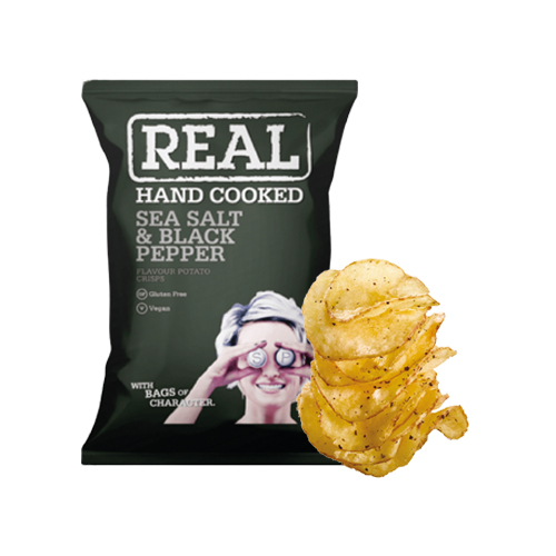 Chips sel de mer et poivre noir REAL - 35 g x 24 pc - Distributeur